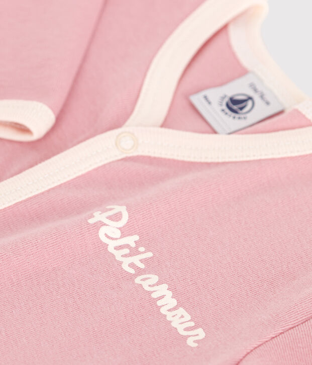 Pigiama in cotone tinta unita neonato rosa