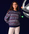 Maglione in misto lana e cotone jacquard donna blu MEDIEVAL/bianco MULTICO