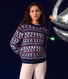 Maglione in misto lana e cotone jacquard donna