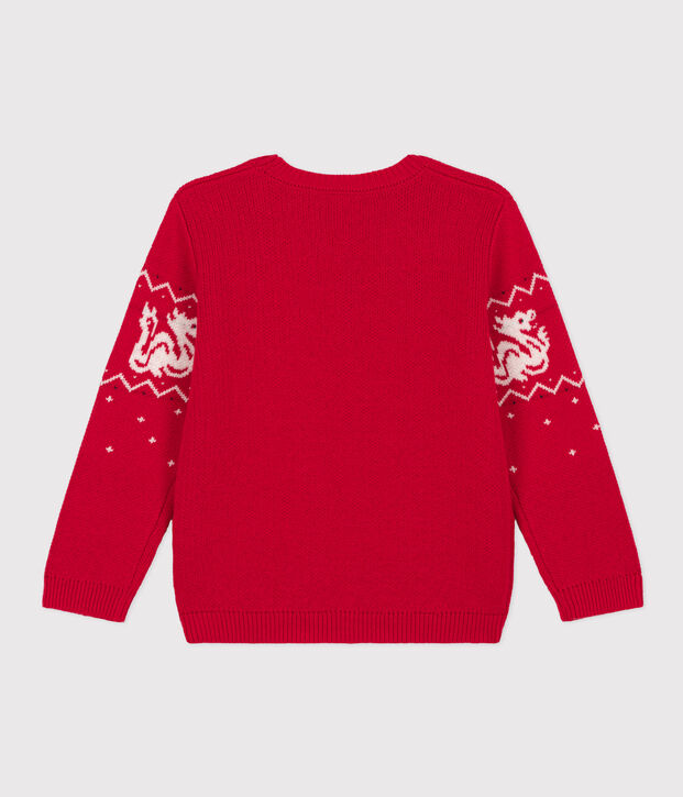 Pullover in lana e cotone bambino rosso/multicolore