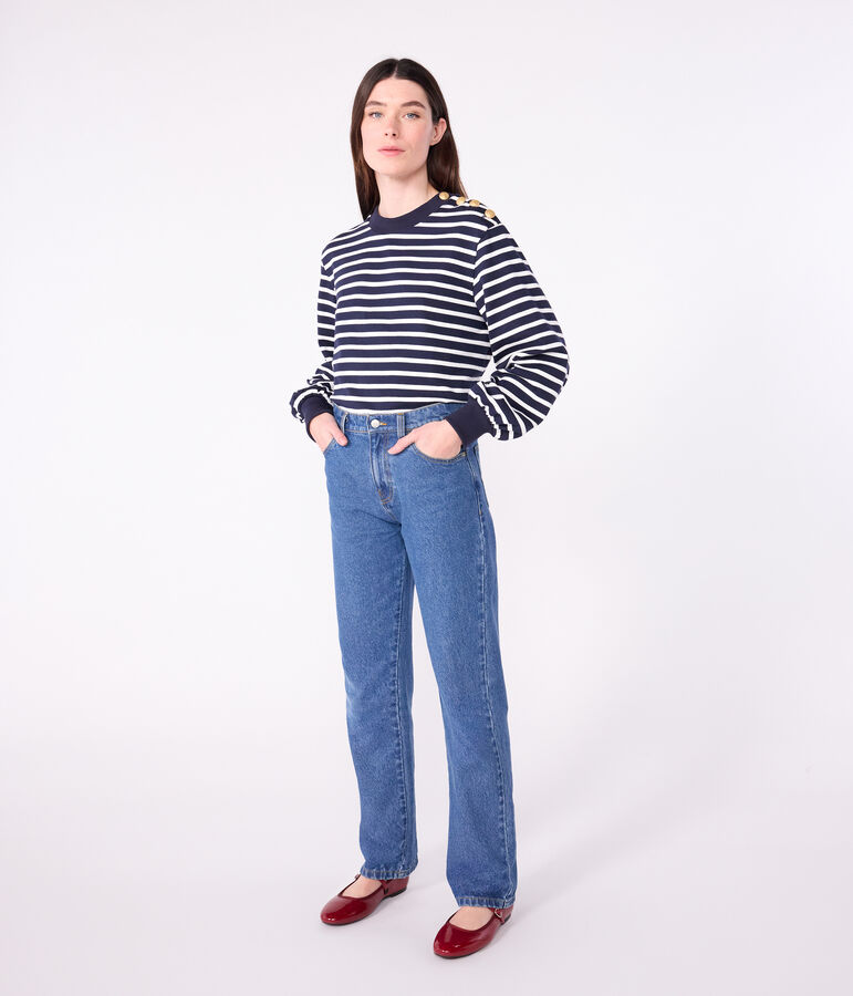 Marini&egrave;re donna in cotone blu/bianco