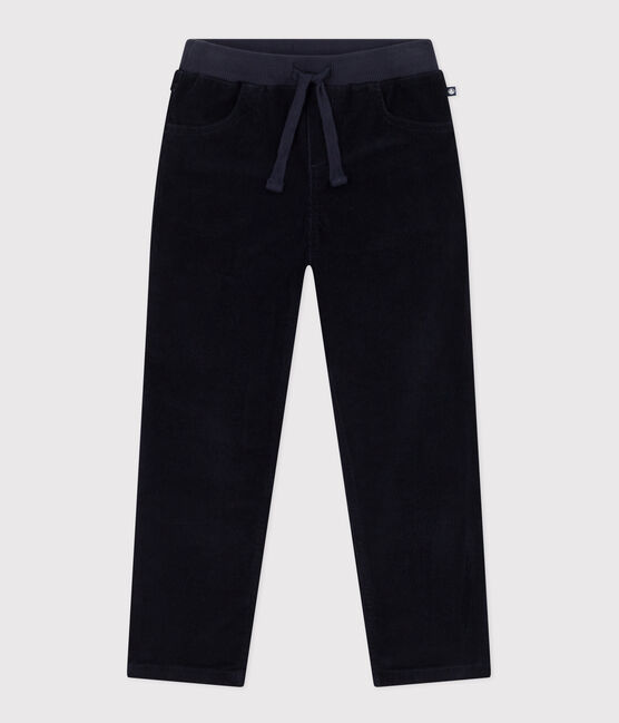 Pantaloni dritti in velluto medio bambina / bambino blu SMOKING