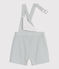 Salopette corta in cotone a righe neonato bianco MARSHMALLOW/blu BRUT