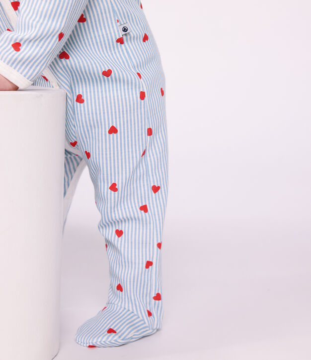 Pigiama in cotone con colletto e stampa a cuori neonato bianco/multicolore