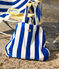 BORSA DA DONNA IN SPUGNA BOUCLETTE A RIGHE  blu SURF/bianco MARSHMALLOW