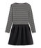 Abito bi-materiale a maniche lunghe donna nero CITY/beige COQUILLE