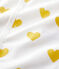 Tutina pigiama senza piedi bebè a cuori gialli in cotone biologico bianco MARSHMALLOW/bianco MULTICO