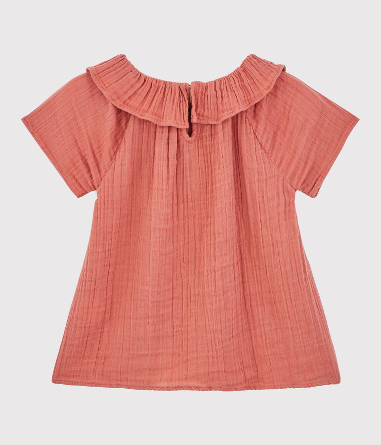 Blusa in garza di cotone bio bambina rosa PAPAYE