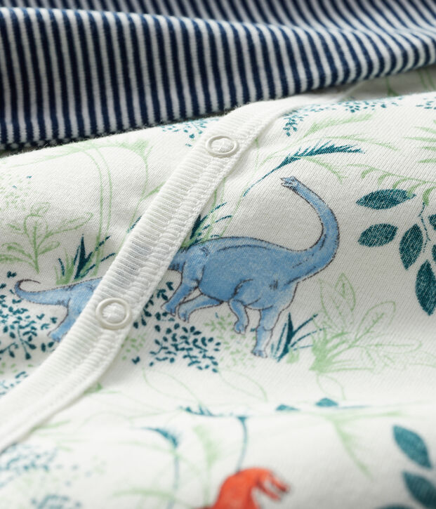 Duo tutina corta beb&egrave; maschio a costine multicolore