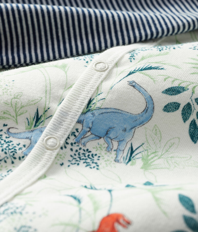 Duo tutina corta beb&egrave; maschio a costine multicolore