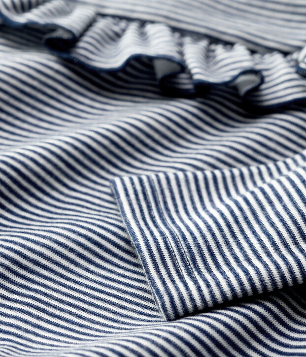 Blusa in lana e cotone beb&egrave; blu/bianco