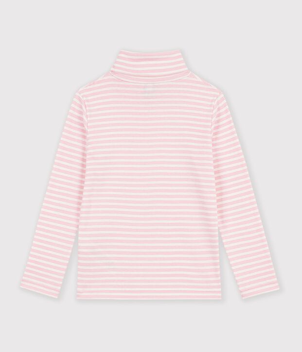 Dolcevita in cotone a righe bambina rosa/rosa