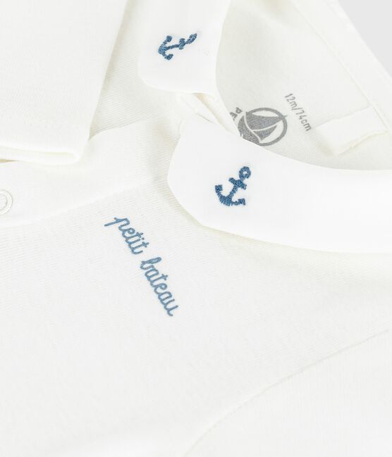 Body con colletto ricamato e scritta sul petto neonato MARSHMALLOW/ ADRIATIC