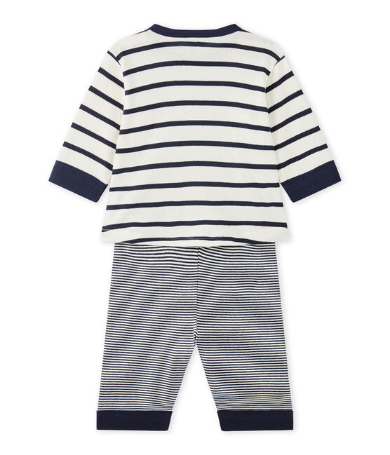 Pigiama senza piedini per bebé maschio beige COQUILLE/blu SMOKING