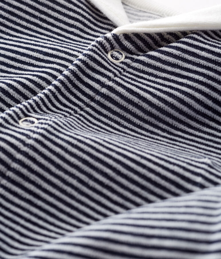 Tutina pigiama beb&egrave; maschio in ciniglia blu/bianco
