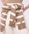 Pullover dolcevita in misto lana e cotone a righe donna beige/ecru