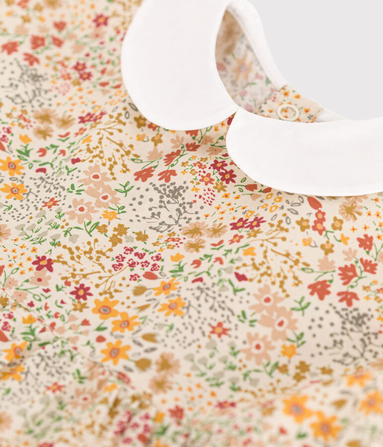 Abito a maniche corte in popeline neonato ecru/multicolore