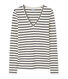 T-shirt donna a maniche lunghe a righe con scollo a V