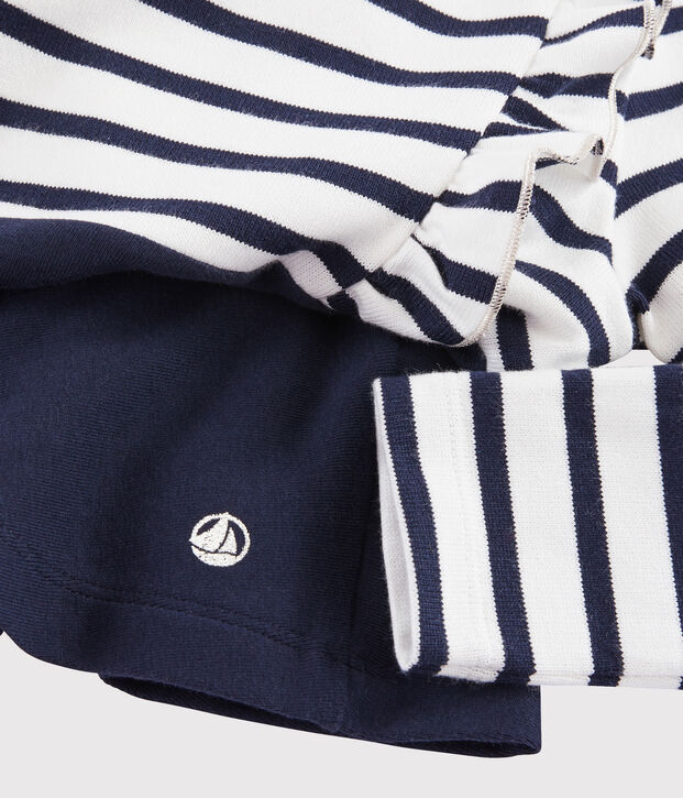 Abito maniche lunghe bambina bianco/blu