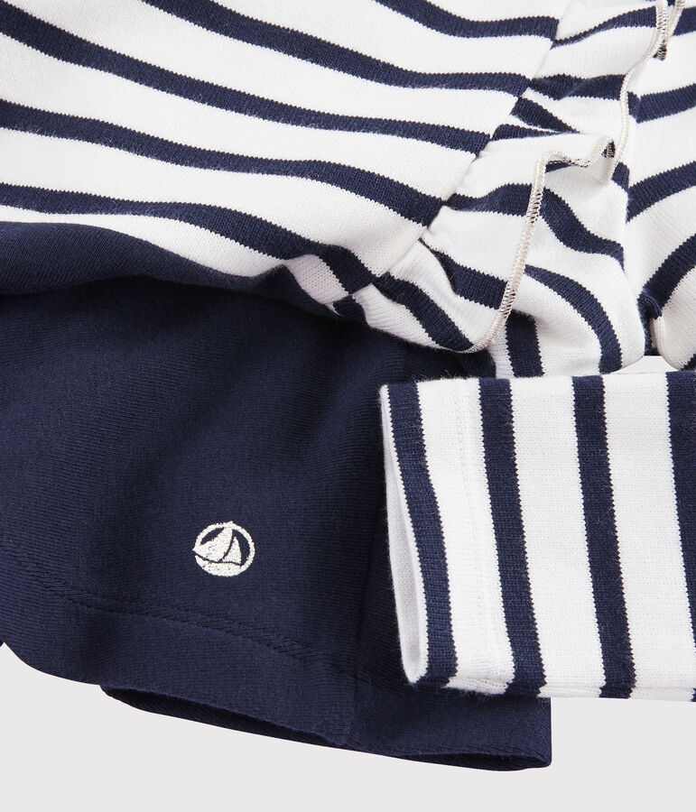 Abito maniche lunghe bambina bianco/blu