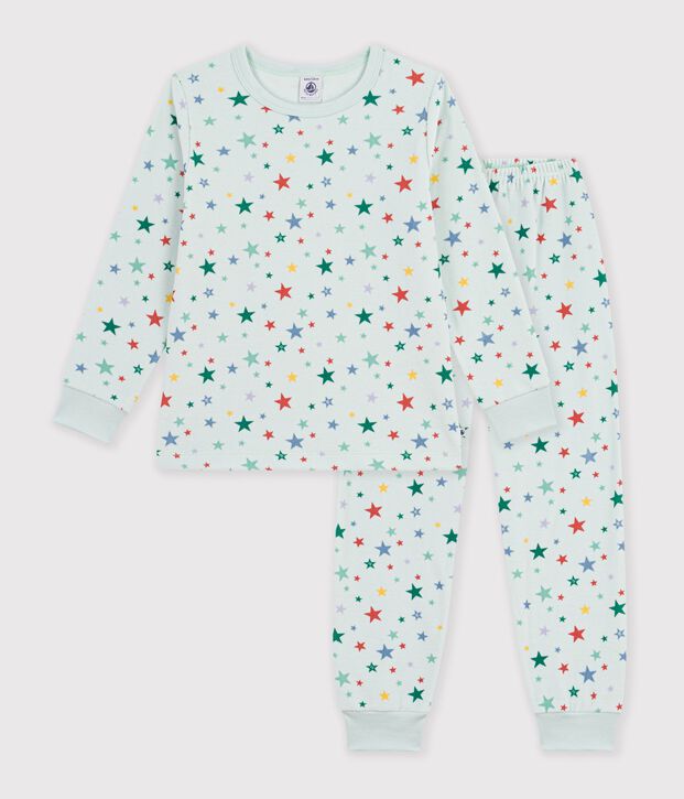 Pigiama bambino in ciniglia con stampa a stelle blu/multicolore