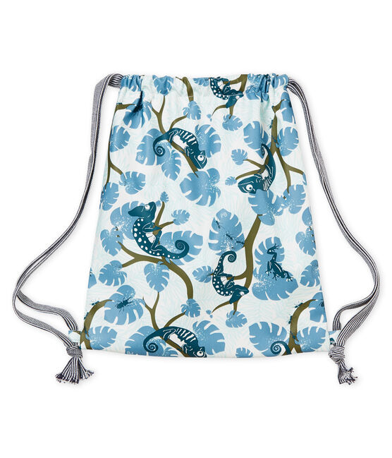 Borsa porta merenda in tela cerata fantasia bianco MARSHMALLOW/verde CROCODILE