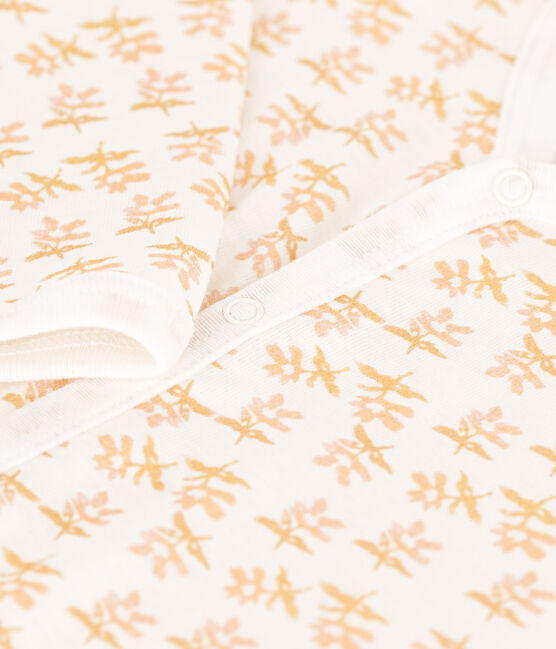 Pigiama bebè senza piedi in cotone bianco MARSHMALLOW/giallo BOUDOR
