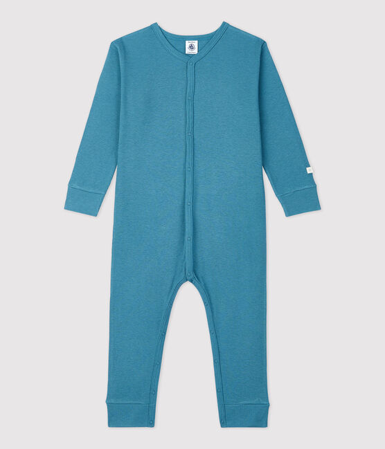 Tutina pigiama senza piedi bebè tinta unita in cotone e lyocell blu POLOCHON