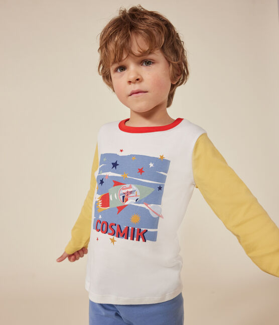 Pigiama bambino in cotone tinta unita con motivo spazio blu BEACH/ MULTICO