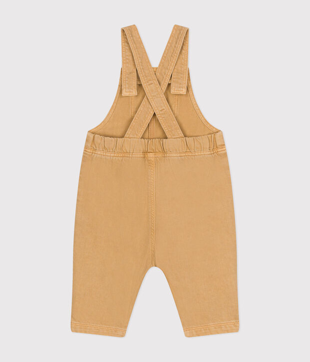 Salopette lunga in denim colorato neonato beige