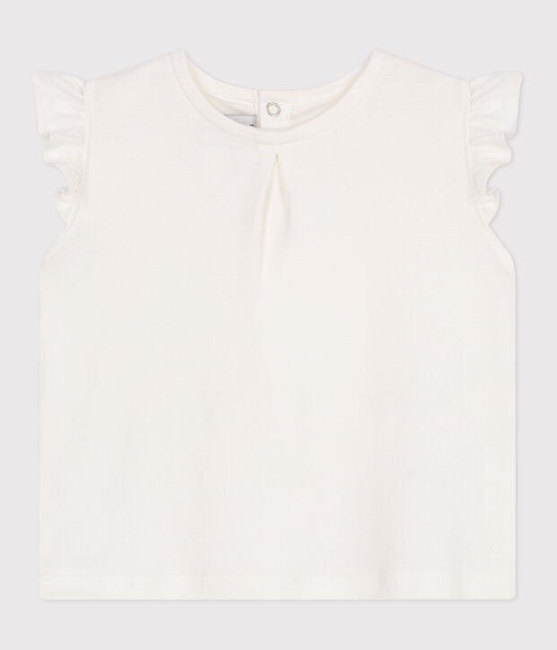 Blusa senza maniche in cotone neonato bianco
