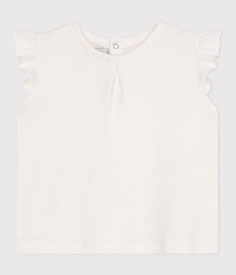 Blusa senza maniche in cotone neonato bianco