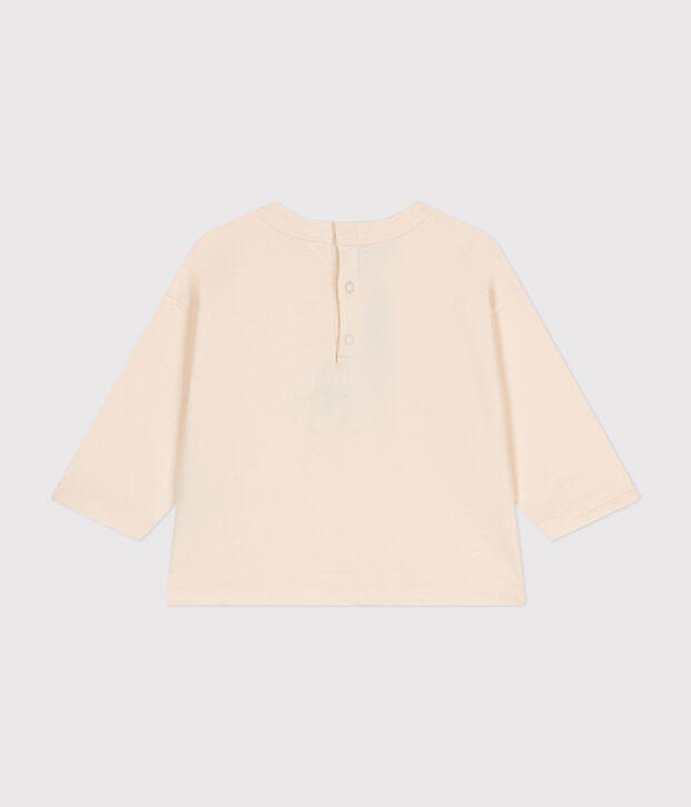 T-shirt a maniche lunghe in jersey sottile neonato ecru