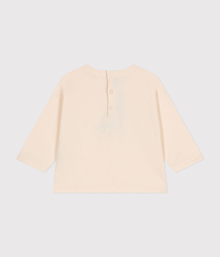 T-shirt a maniche lunghe in jersey sottile neonato ecru