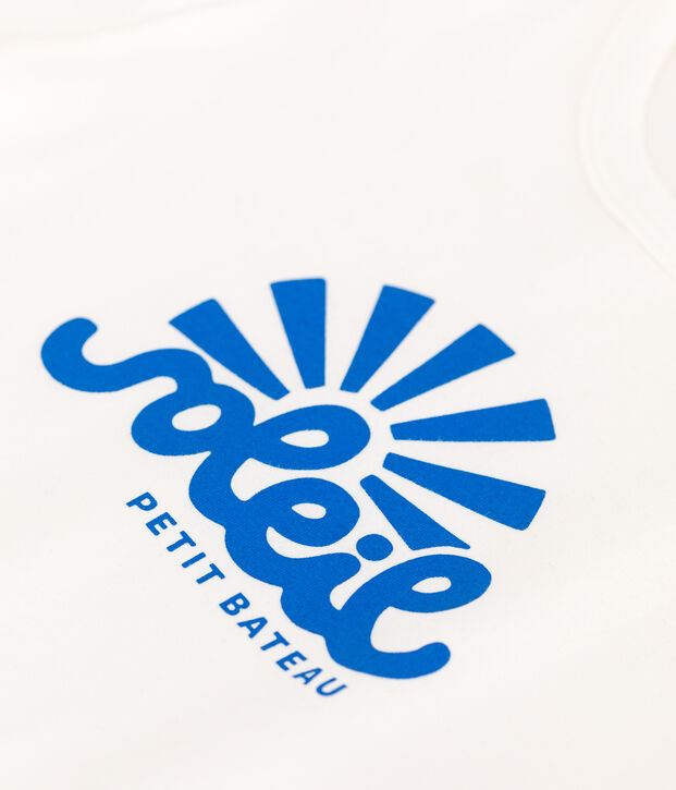 T-shirt a maniche corte in cotone con stampa bambino bianco