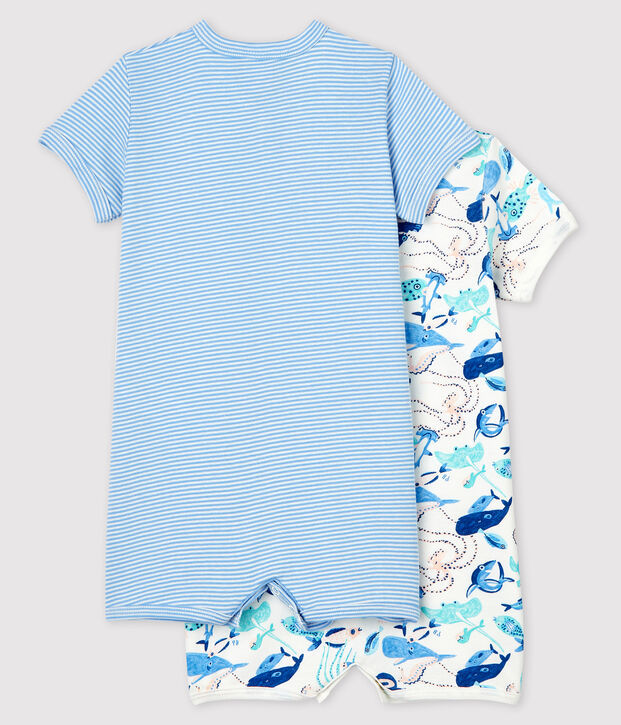 Confezione da 2 tutine corte in cotone multicolore