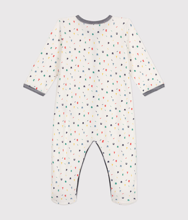 Pigiama neonato in velluto bianco/multicolore