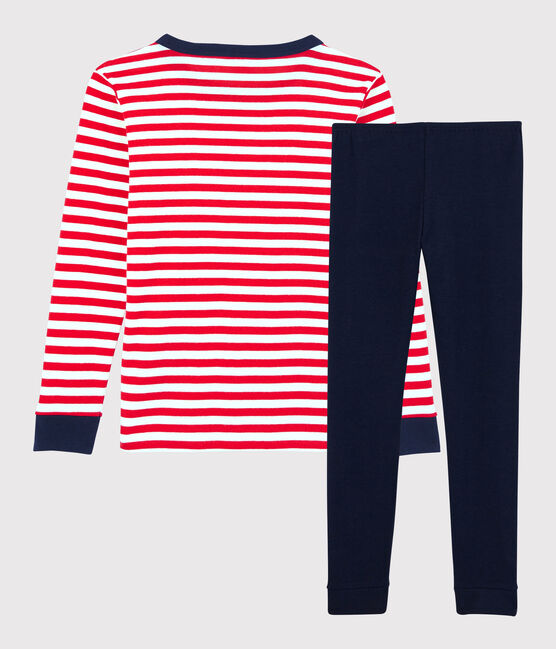 Pigiama snugfit a righe rosse bambino in cotone biologico rosso PEPS/bianco MULTICO