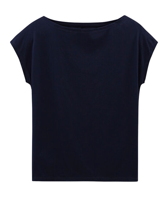 T-shirt manica corta in cotone Sea Island donna blu MARINE
