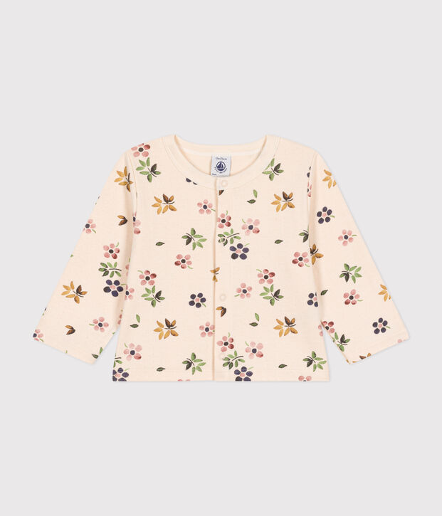 Cardigan in tubique neonato ecru/multicolore