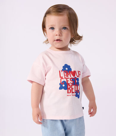 T-shirt a maniche corte in cotone con motivo neonato
