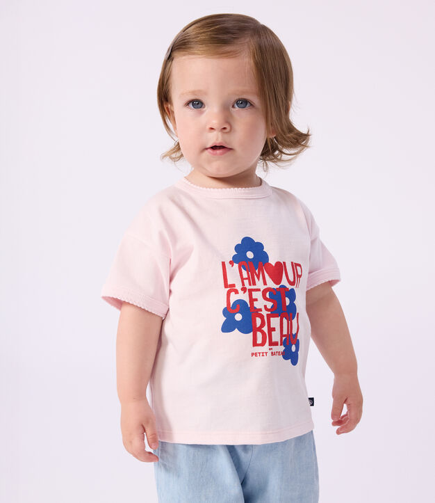 T-shirt a maniche corte in cotone con motivo neonato BARELY