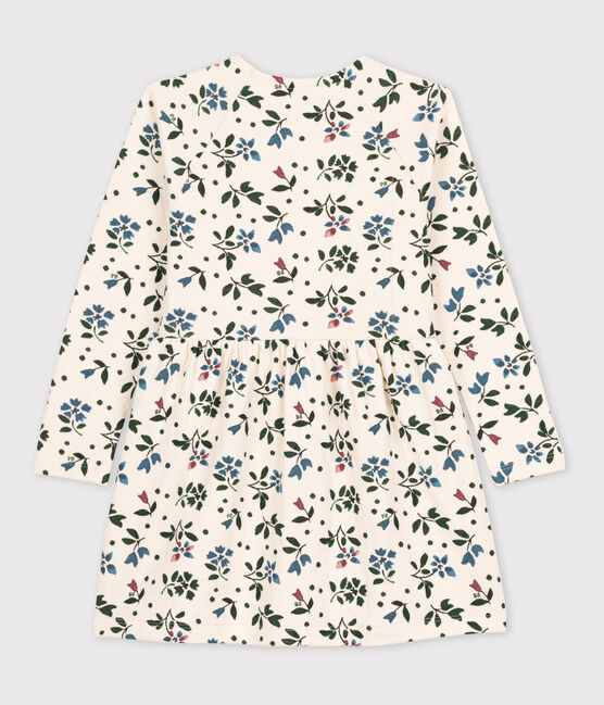 Abito bambina a maniche lunghe in tubique a fiori bianco AVALANCHE/ MULTICO