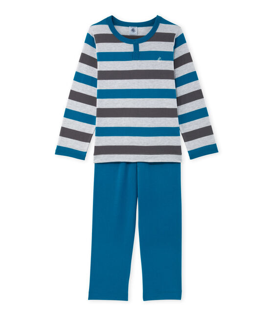 Pigiama per bambino in jersey a righe grigio POUSSIERE/grigio MAKI/ POUSSIERE