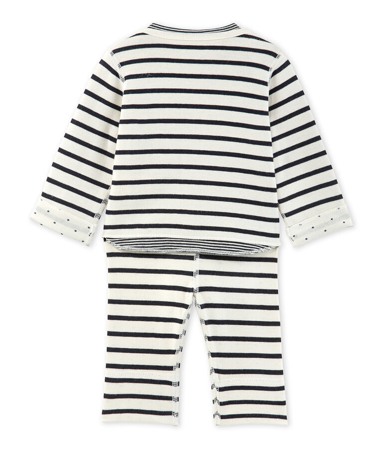 Ensemble b&eacute;b&eacute; 3 pi&egrave;ces r&eacute;versible beige COQUILLE/blu SMOKING