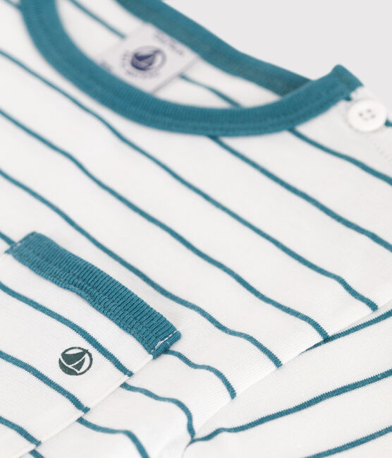 T-shirt a maniche corte in cotone a righe neonato verde MARSHMALLOW/ DRAGONFLY