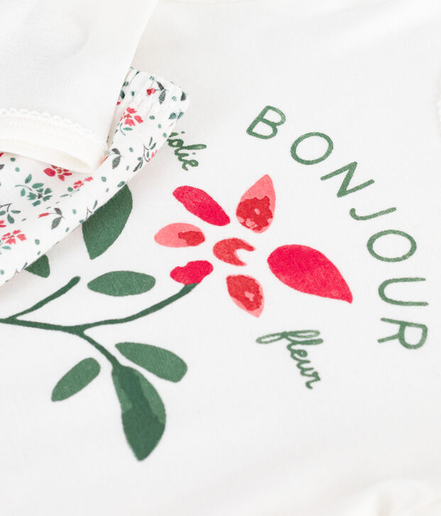 Pigiama in cotone con stampa a fiori bambina bianco/multicolore