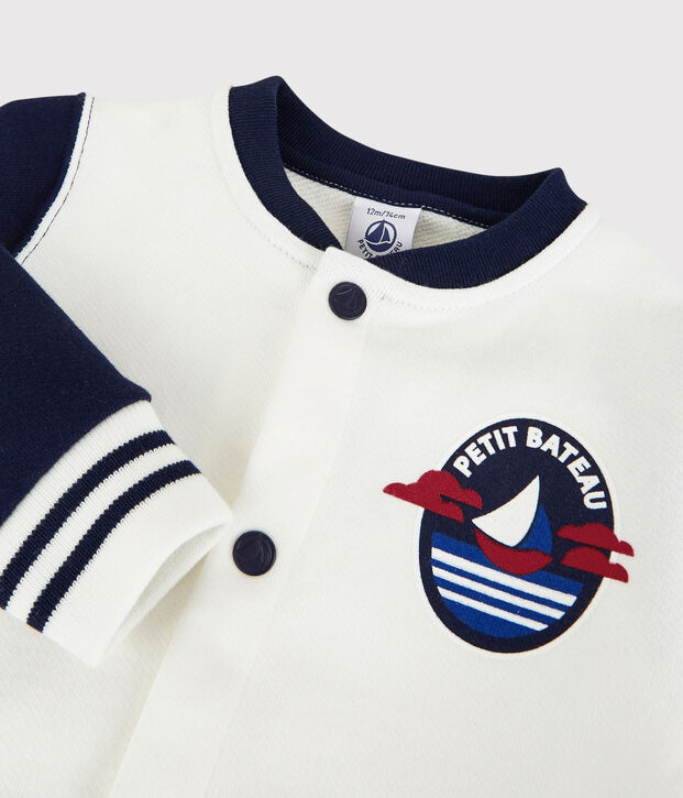 Teddy bicolore in molleton beb&egrave; maschio bianco/blu