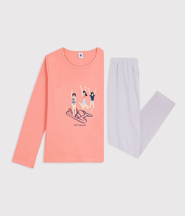 Pyjama  en coton arancione/multicolore