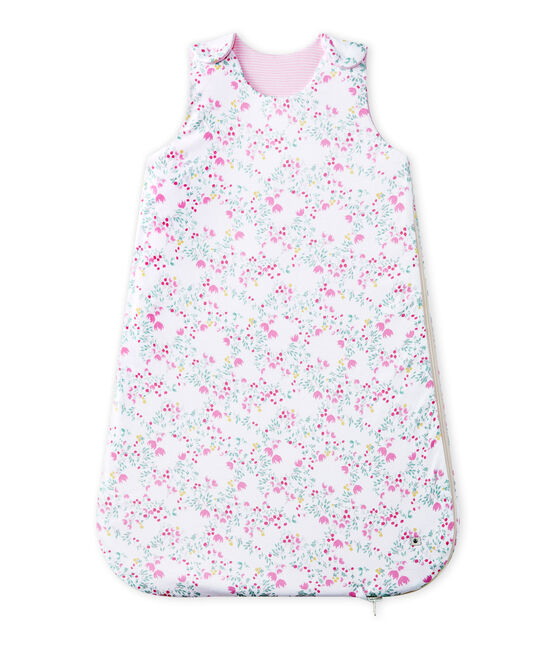 Sacco nanna bebè bambina reversibile bianco ECUME/bianco MULTICO